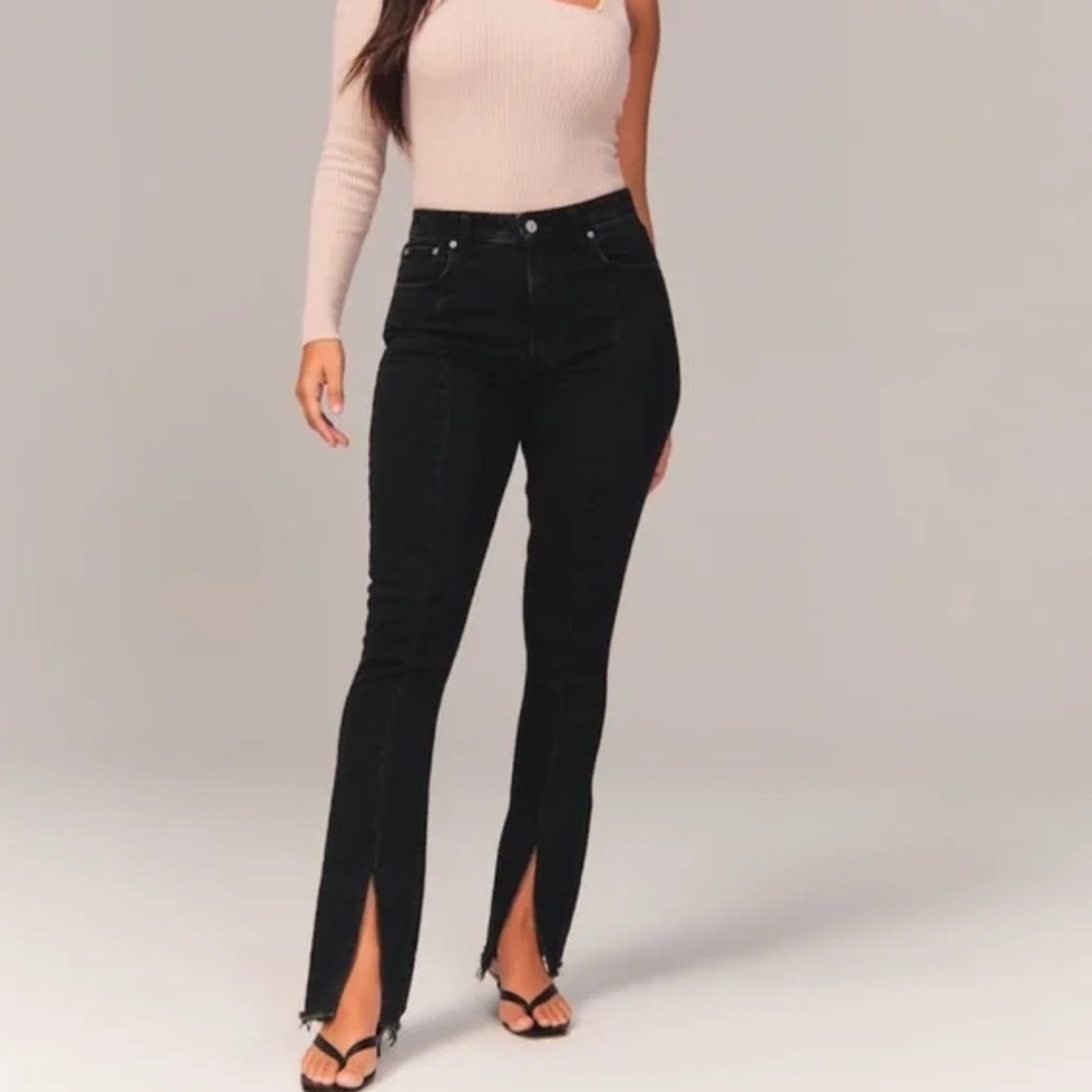 Abercrombie Curve Love Black Split Hem Skinny Jeans - 28
